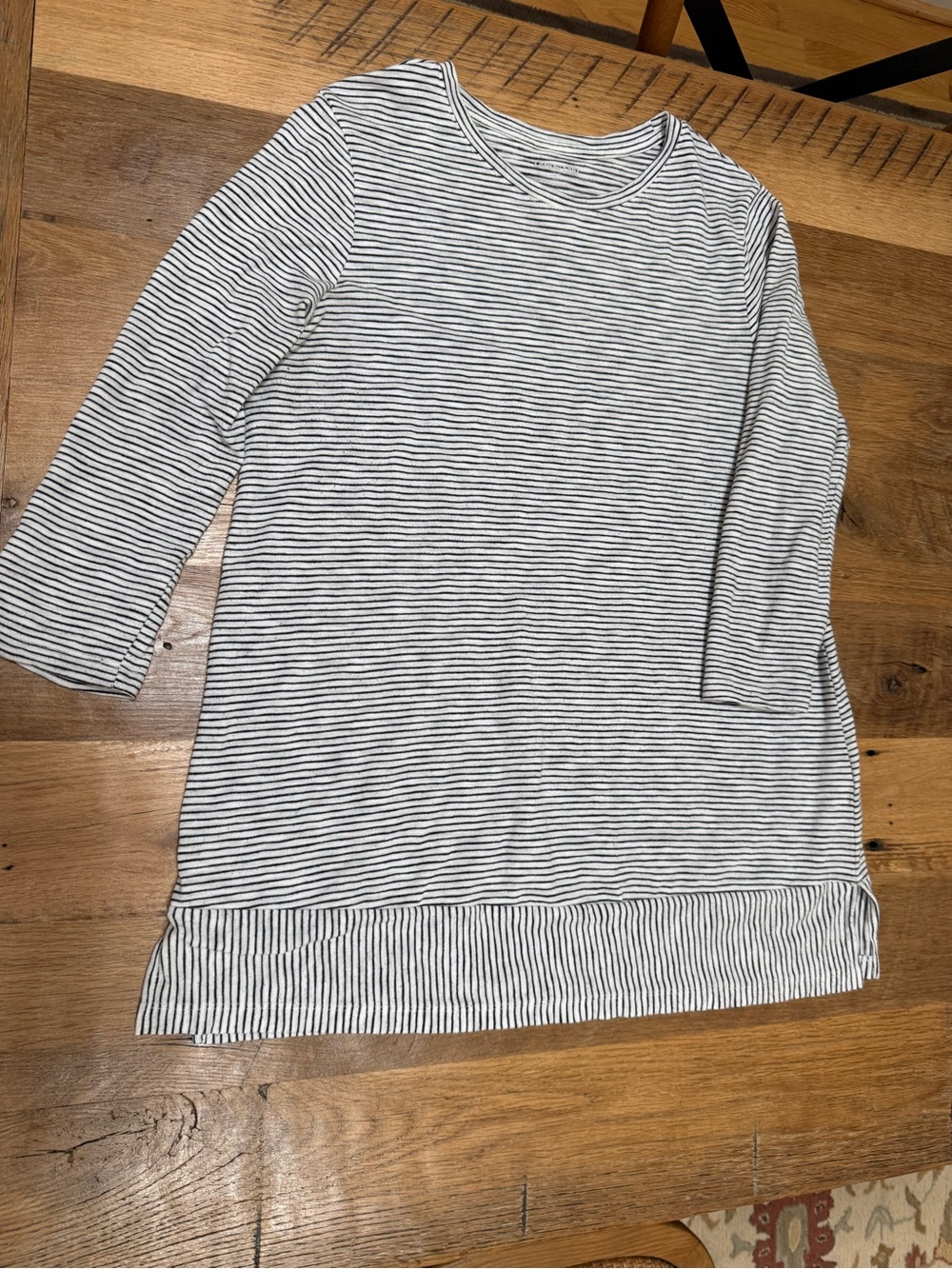 Lands End 3/4 Sleeve Black & White Striped Tunic Top - Size S/T